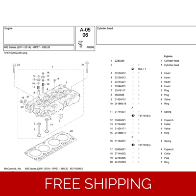 McCormick X60 Series (2011-2014) – RP67 – X60.20 Tractor Parts Catalogue